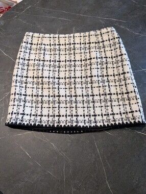 Black and White Tweed Skirt - Small